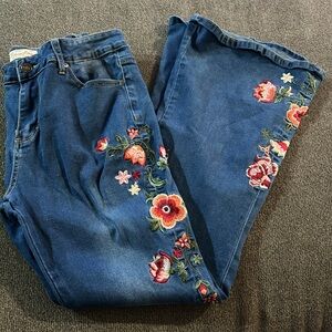 Embroidered flare leg jeans